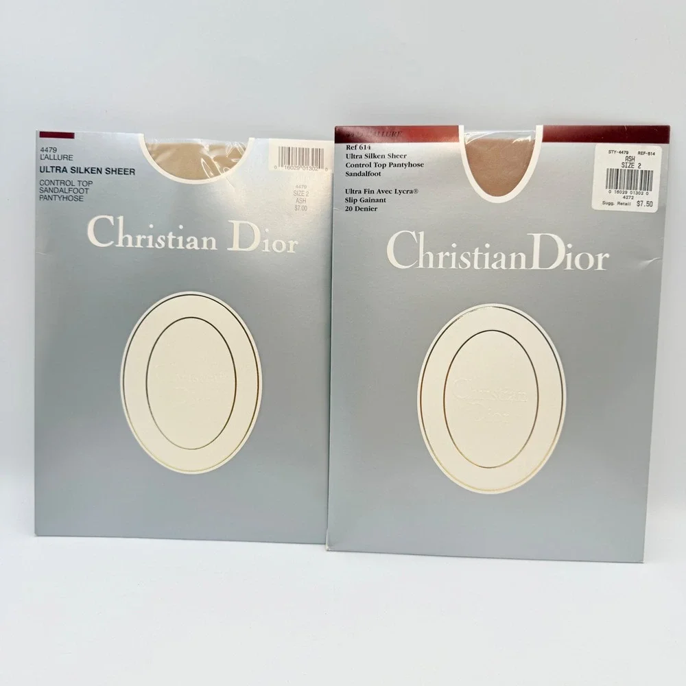 Christian Dior 2pk L'Allure Ultra Silken Sheer Pantyhose Ash Size 2 Control Top